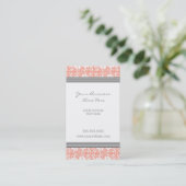 Elegant Coral Grey Damask Visitekaartjes (Staand voorkant)