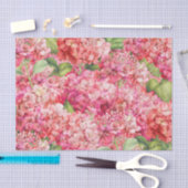 Elegant Coral Hydrangea Floral Botanisch Patroon Tissuepapier (Craft)