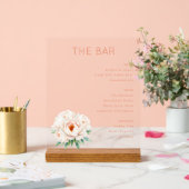 Elegant Coral Minimalist Bar Menu (Mariage)