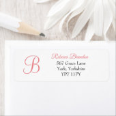 Elegant Coral Monogram Weddenschap Etiket (Insitu)