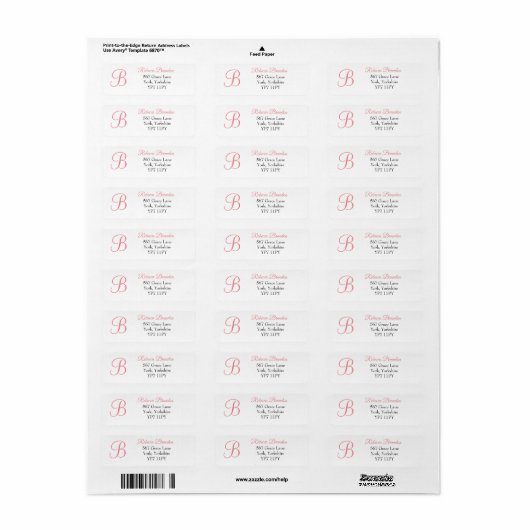 Elegant Coral Monogram Weddenschap Etiket (Full Sheet)