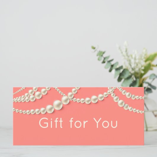 Elegant Coral & Pearl Cadeaubon (Staand voorkant)