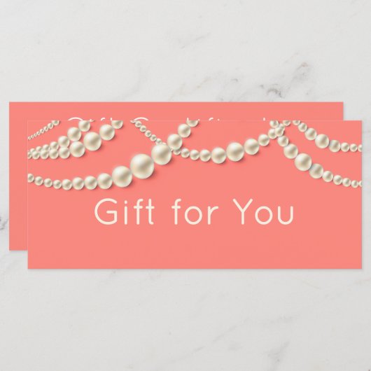 Elegant Coral & Pearl Cadeaubon (Voorkant / Achterkant)