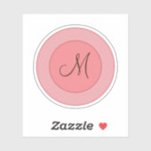 Elegant Coral Pink Modern Monogram Sticker (Vel)