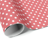 Elegant Coral Pink Red Polka Dots Patroon Cadeaupapier (Rol Hoek)