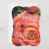 Elegant Coral Roos Wedding Invitation Kaart (Voorkant)