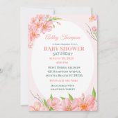 Elégant Coral rose Floral Baby shower Invitation (Devant)