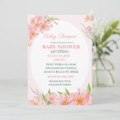 Elégant Coral rose Floral Baby shower Invitation (Debout devant)