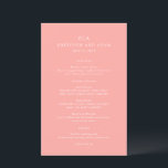 Elégant Coral Rose Moderne Menu Mariage<br><div class="desc">Menus de mariage élégants avec un design simple et des polices serif classiques.</div>