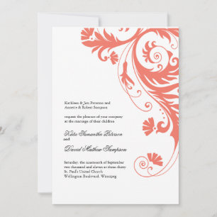 Elegant Coral Wedding Invitations Kaart