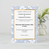 ELEGANT  CORNFLOWER BLUE LACE WEDING KAART (Staand voorkant)