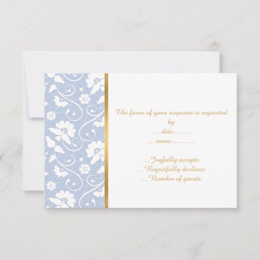 ELEGANT CORNFLOWER BLUE WHITE LACE CUSTOM RSVP 2 (Voorkant)