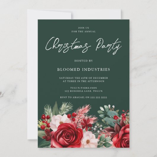 Elegant Corporate Christmas Soirée Green Kaart (Voorkant)