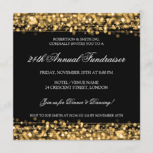 Elegant Corporate Fundraiser Party Sparkles Gold Kaart