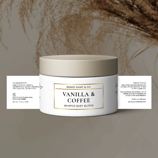 Elégant Corps Beurre Or Étiquette Ingrédients Jar