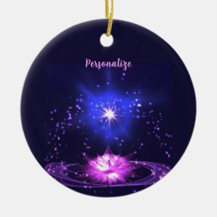 Elegant Cosmic Zen Paarse Crystal Lotus Flower Keramisch Ornament