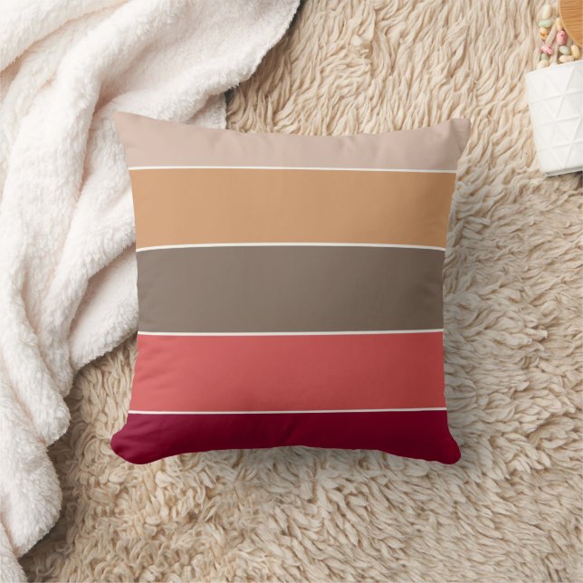 Elegant Cosy Coral Camel Bruin Streep Pattern Herf Kussen (Deken)