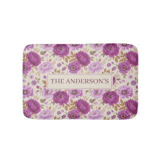Elegant Cottagecore Purple Floral Badmat