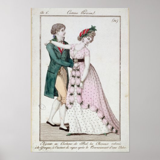 Elegant Couple Dansend the Waltz Poster (Voorkant)