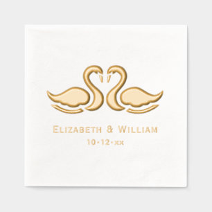 Élégant couple de mariés silhouette 2 cygnes