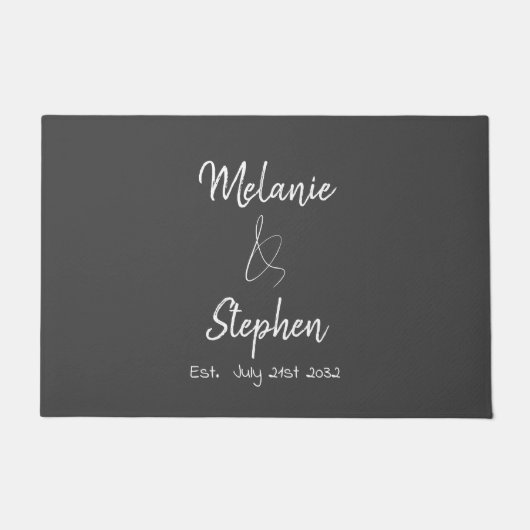 Elegant Couple Names Datum Typografie Gray Script Deurmat (Voorkant)