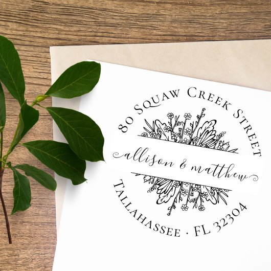 Elegant Couple Names Wedding Floral  Rubberstempel