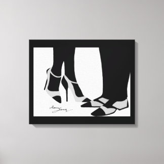 Elegant Couple-Stretched Canvas Black en White