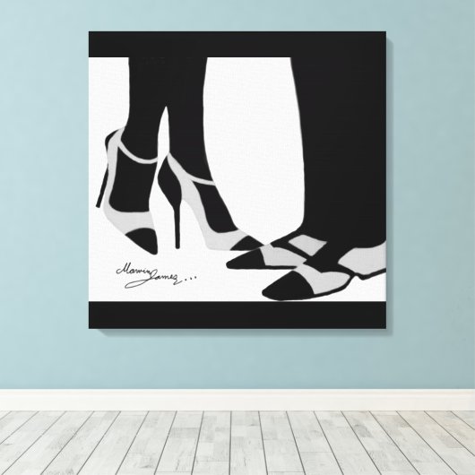 Elegant Couple-Stretched Canvas Black en White (Insitu (Houten vloer))