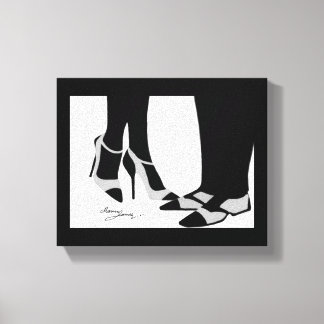 Elegant Couple-Stretched Canvas Black en White Afdruk