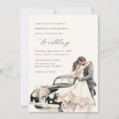 Elegant Couple Vintage Wedding Car Invitation (Devant)