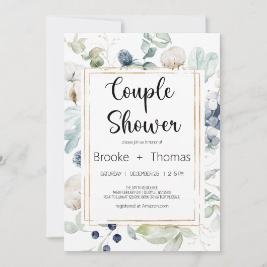 Elegant Couples invitation douche (Devant)