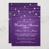 Elegant Couples Shower Mousserende Lines Paars Kaart (Voorkant / Achterkant)