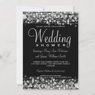 Elegant Couples Shower Party Sparkles Silver Kaart