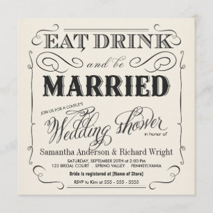 Elegant Couple's Wedding Shower Invitations Kaart