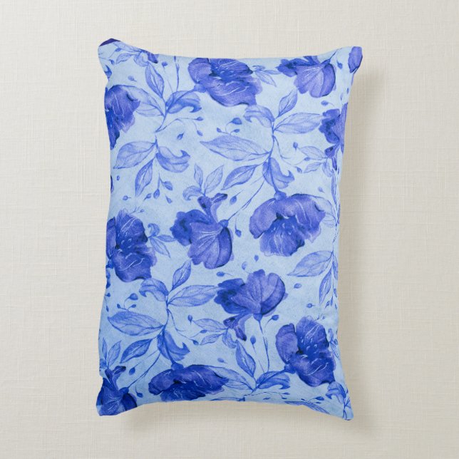 Elégant Coussin d'accentuation florale Bleu (Dos(Vertical))