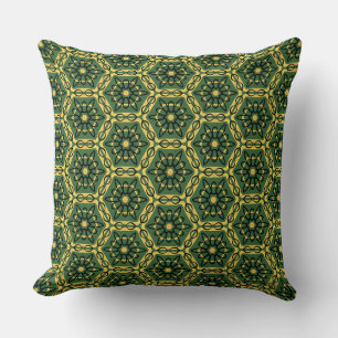 Élégant Coussin d'accentuation or foncé vert foncé