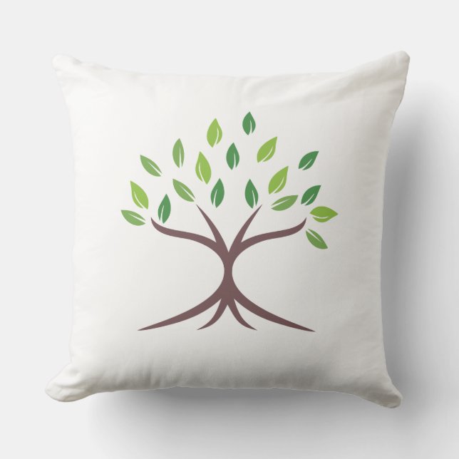 Élégant Coussin d'Art Minimaliste d'Arbre Vert  (Recto)