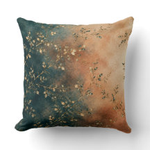 Élégant Coussin de Jardin en Teal Émeraude et Or R