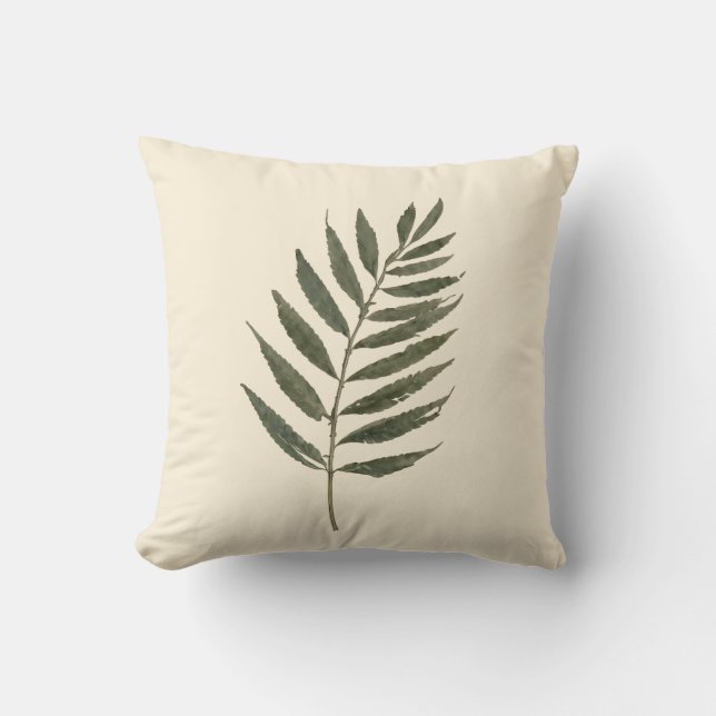 Élégant Coussin de Jet Botanique à Tige de Feuille (Recto)