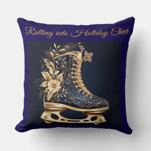 Élégant Coussin de Jet Vintage Bleu Nuit et Or