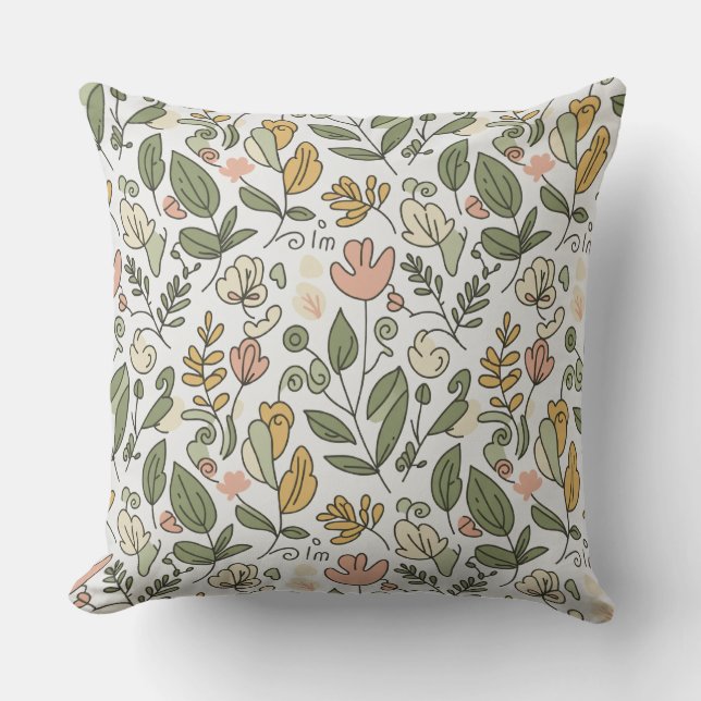 Élégant coussin de jeté de feuillage de printemps  (Recto)