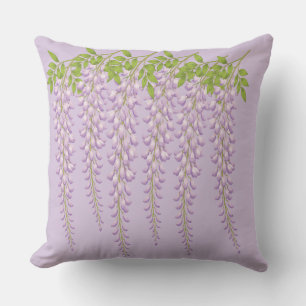 Élégant Coussin de Jeté Floral de Glycine Suspendu