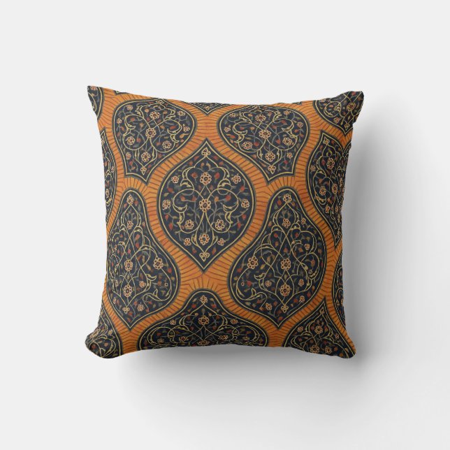 Élégant Coussin de Jetée Or & Noir – Traditionnel  (Recto)