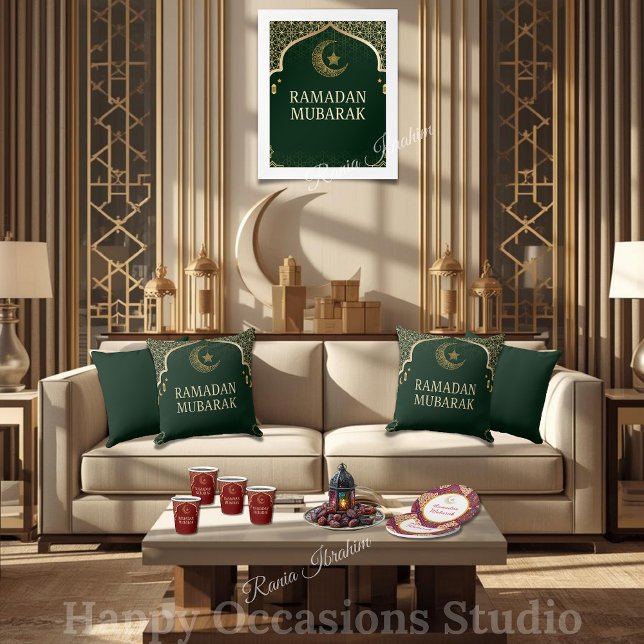 Élégant Coussin de Lancer Ramadan Mubarak (Créateur téléchargé)