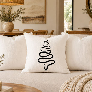 Élégant Coussin de Noël Minimaliste en Ligne Art P