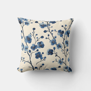 Élégant Coussin Floral Bleu