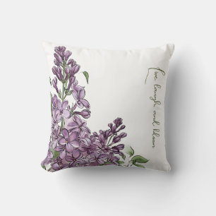 Élégant Coussin Floral Botanique de Lilas Violet p