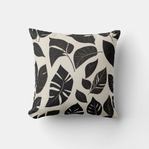 Élégant Coussin japonais - Feuilles botaniques noi