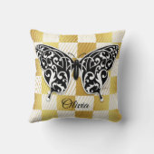 Élégant Coussin Papillon Noir (Verso)