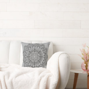 Élégant Coussin Rond à Jeter avec Motif Mandala A